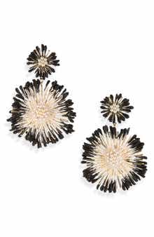 Faux Pearl Starburst Double Drop Earrings