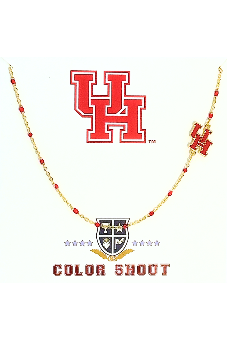University of Houston Side Necklace, Main, color, Yellow Gold