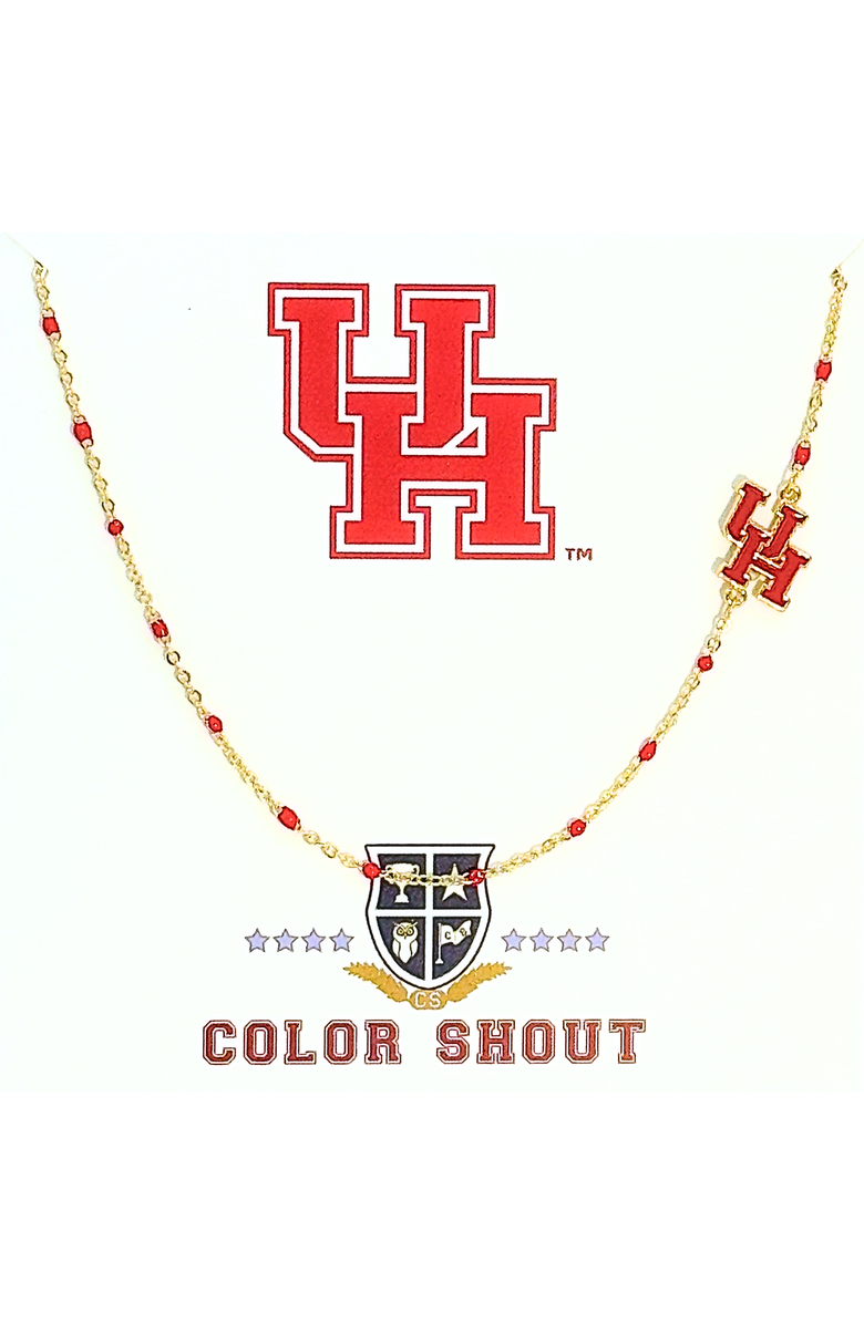 Color Shout University of Houston Side Necklace, Main, color, Yellow Gold