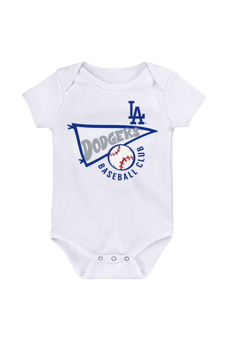 Newborn & Infant Royal/White/Heather Gray Los Angeles Dodgers Biggest Little Fan 3-Pack Bodysuit Set, Alternate, color, Royal