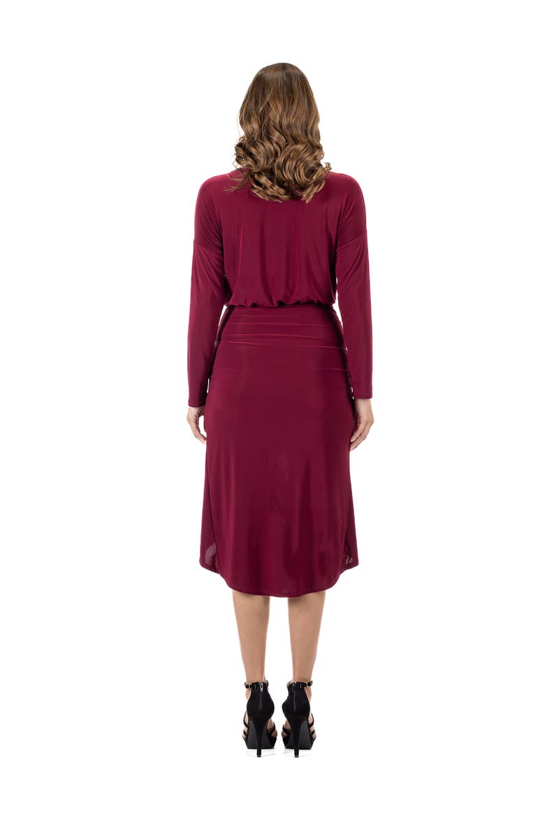 Long Sleeve Dressy Tulip Skirt Knee Length Dress, Alternate, color, Burgundy