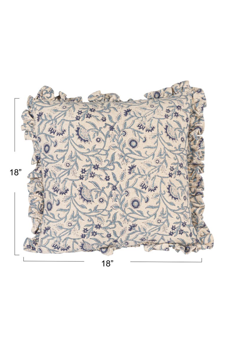 Square Floral Cotton Blend Pillow, Blue, Alternate, color, Blue