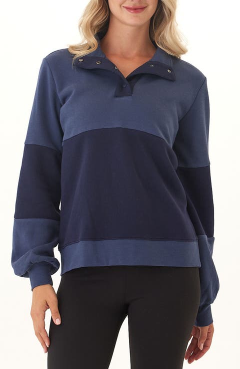 Danielle Colorblock Cotton Blend Fleece Sweatshirt