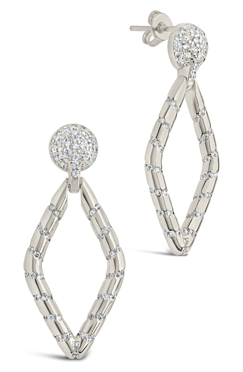 Sterling Forever Gisele Cubic Zirconia Geometric Drop Earrings, Main, color, Silver
