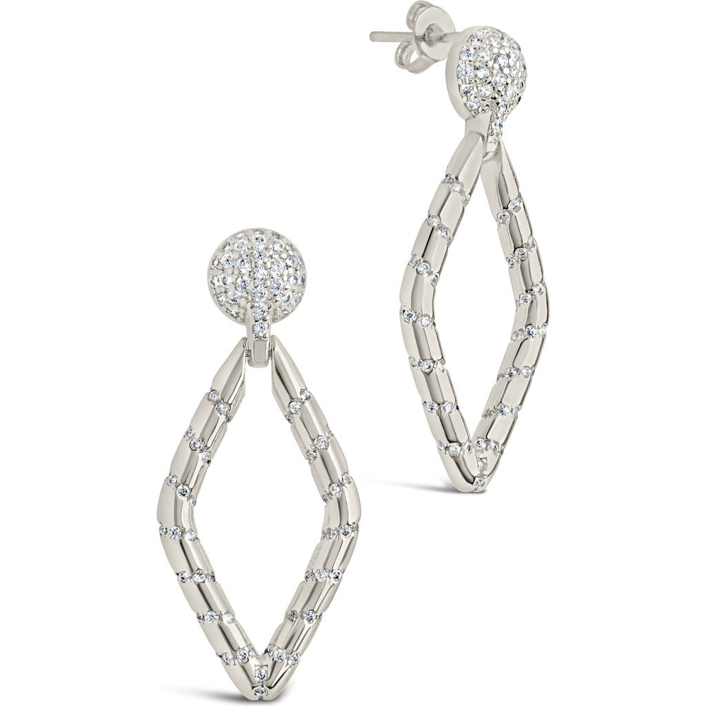 Sterling Forever Gisele Cubic Zirconia Geometric Drop Earrings In Silver