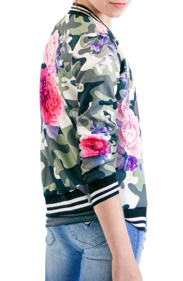 Truly Me Camo & Rose Bomber Jacket, Alternate, color, 