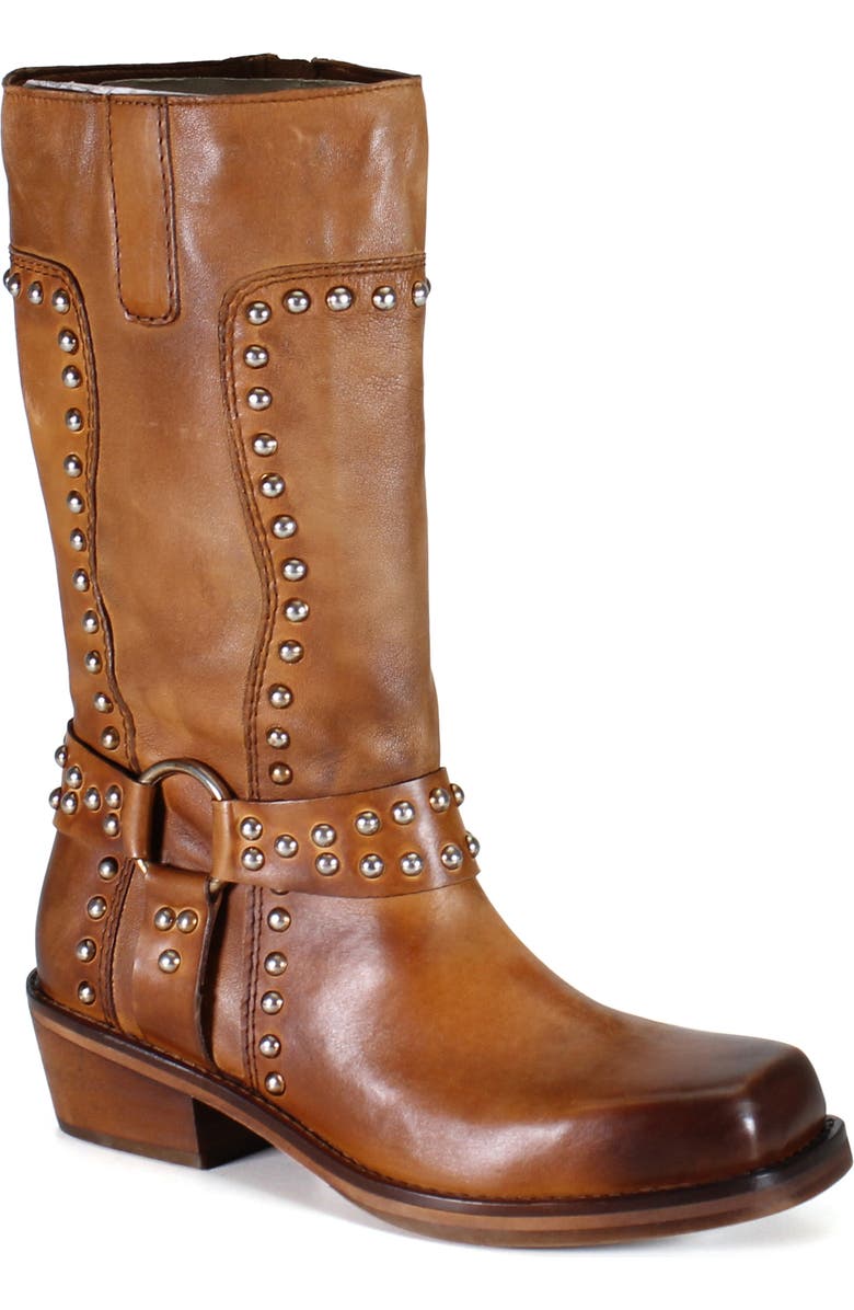 Diba True VAL UABLE Leather Mid Calf Studded Harness Boot, Main, color, Tan