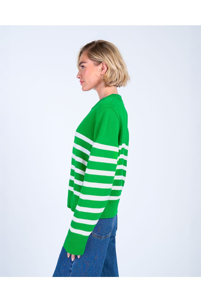 Long Sleeve Boxy Stripe Crew Sweater, Alternate, color, Green & Soft White