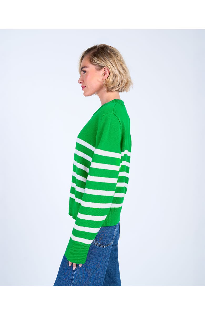 Kettlewell Long Sleeve Boxy Stripe Crew Sweater, Alternate, color, Green & Soft White