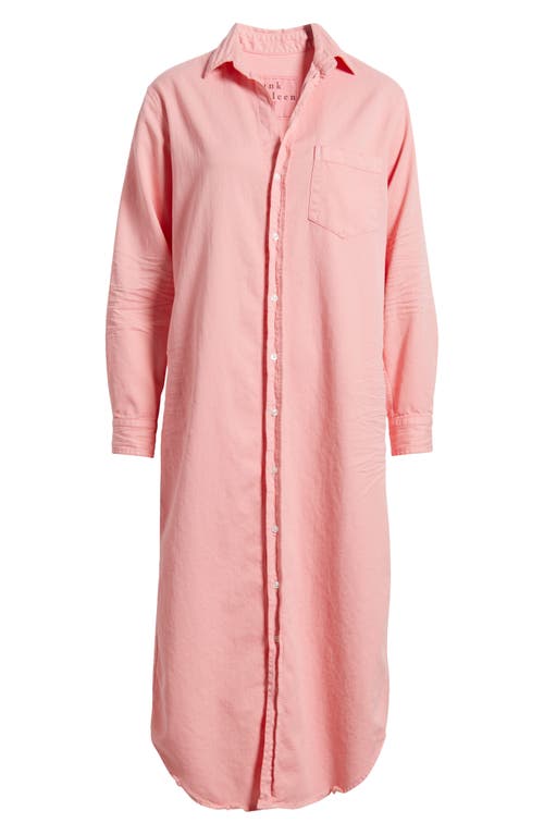 Frank & Eileen Rory Long Sleeve Denim Maxi Shirtdress In Orange
