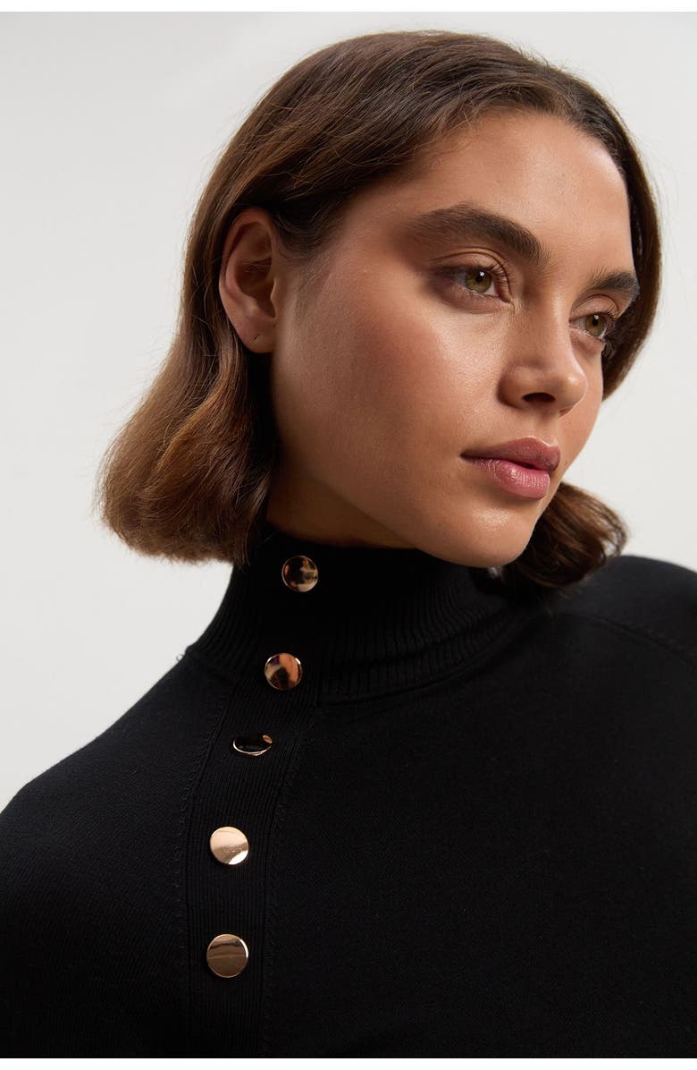 Karen Millen Viscose Blend Popper Knit Mini Dress, Alternate, color, Black