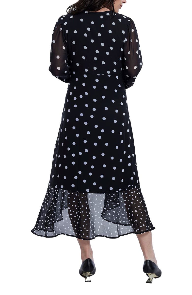 MOTHERHOOD MATERNITY Woven Wrap Long Sleeve Midi Dress, Alternate, color, Mixed Dot