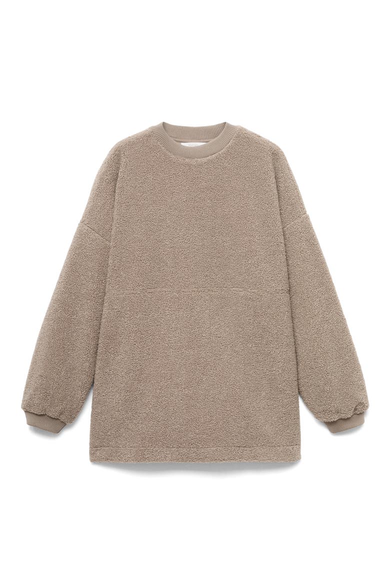 High Pile Fleece Lounge Top, Alternate, color, MEDIUM BROWN