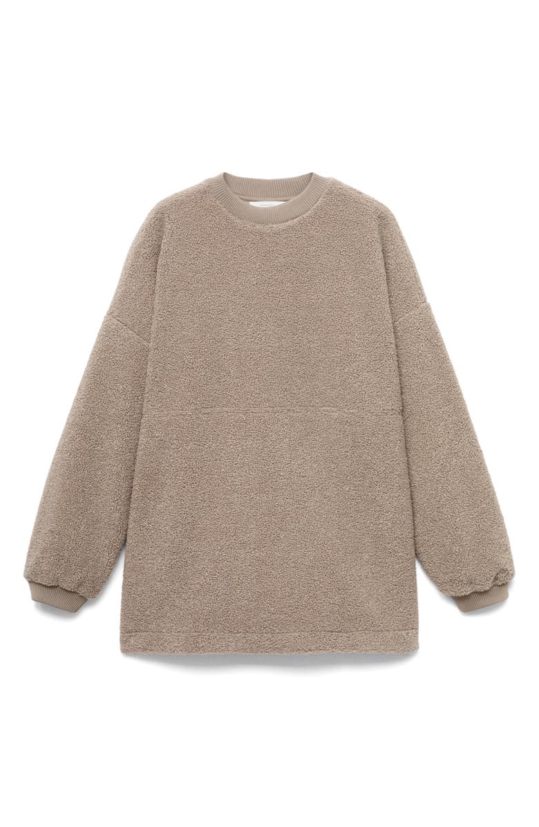 MANGO High Pile Fleece Lounge Top, Alternate, color, Medium Brown