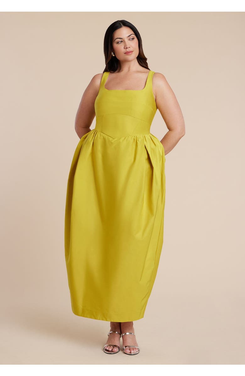 ELOQUII Pleated Tank Gown, Main, color, Antique Moss