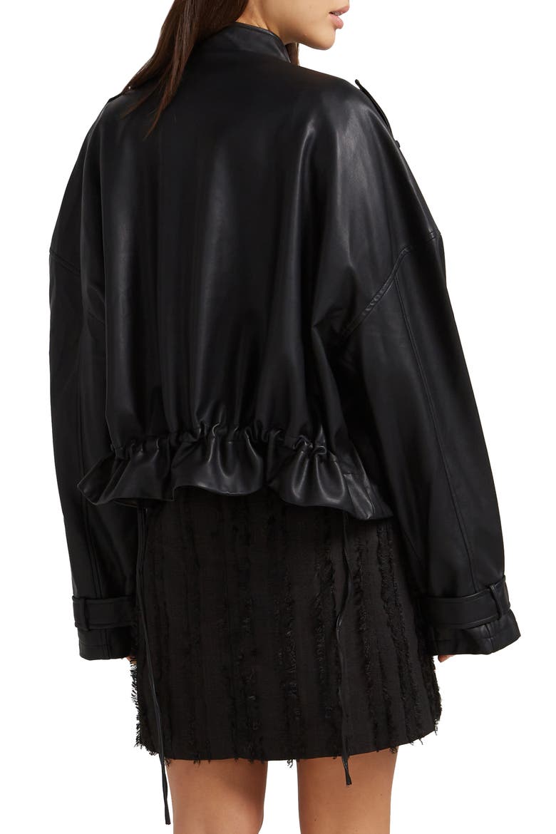 Reload Draped Faux Leather Jacket, Alternate, color, BLACK