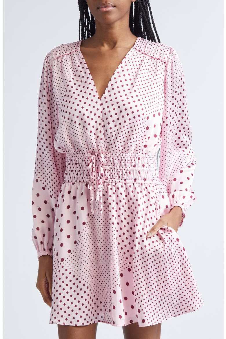 Calanthe Print Long Sleeve Satin Dress, Alternate, color, PINK QUARTZ/ BORDEAUX