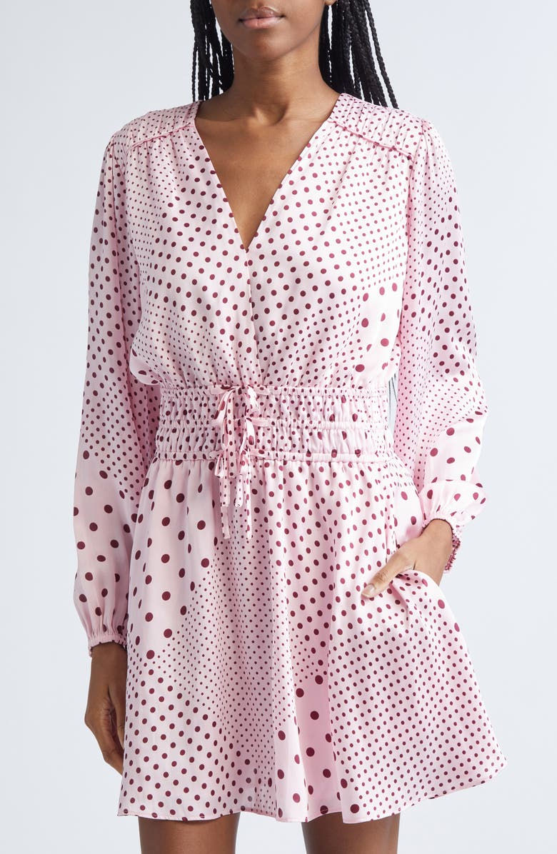 Derek Lam 10 Crosby Calanthe Print Long Sleeve Satin Dress, Alternate, color, Pink Quartz/ Bordeaux