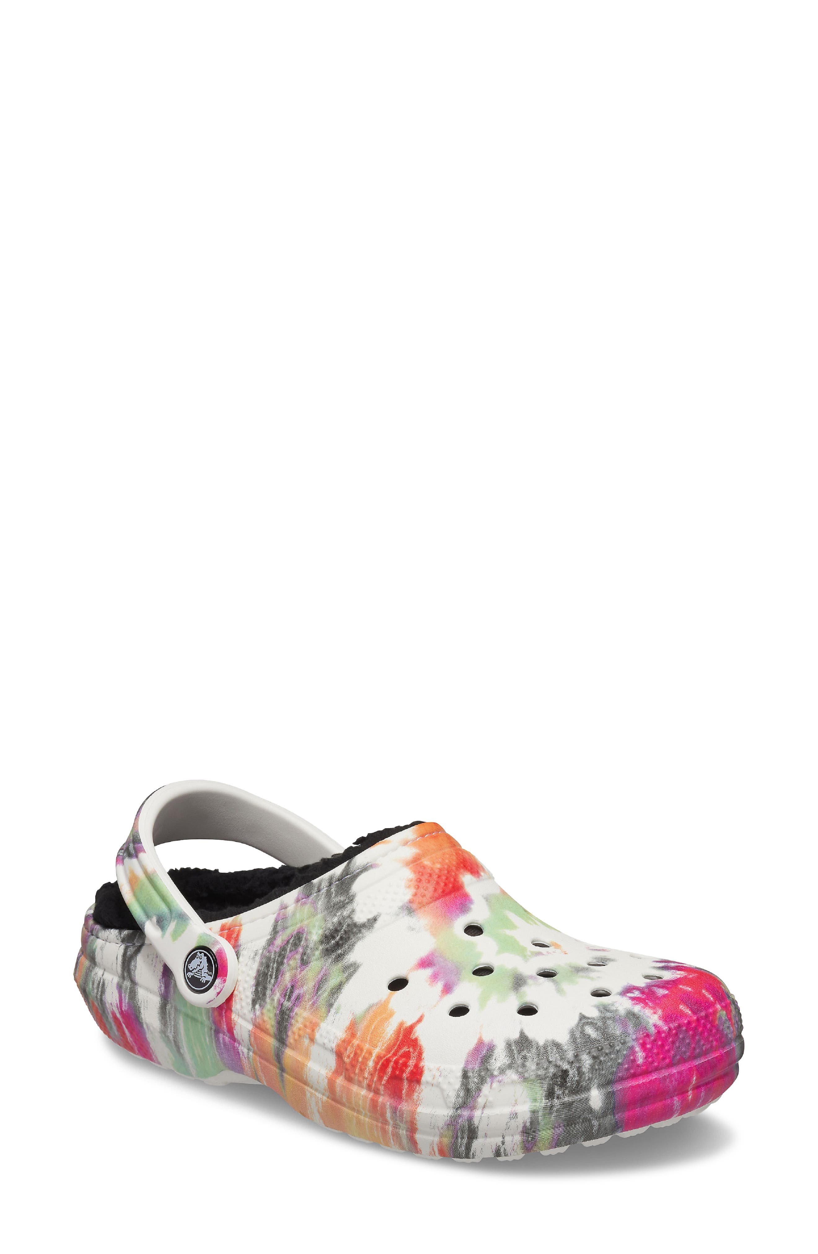 CROCS™ Classic Fleece Lined Tie Dye Clog, Main, color, BLACK/ MULTI