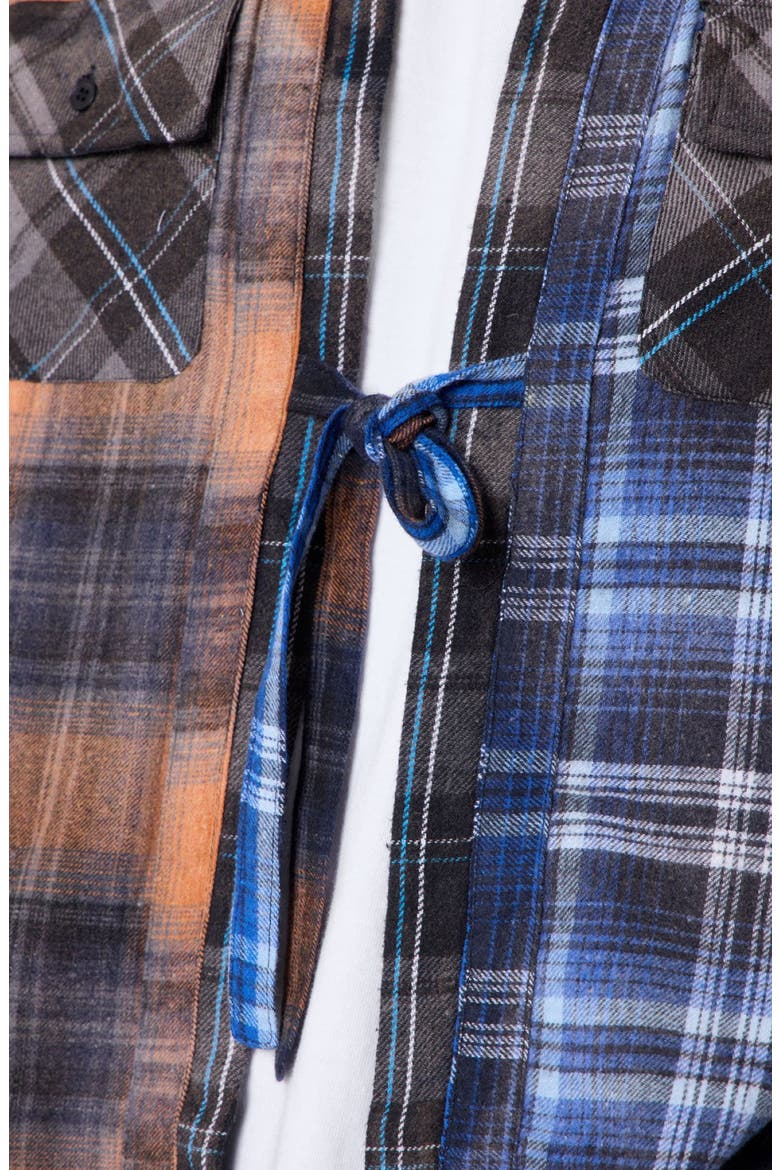 Knot the Mix Tie Front Flannel Shirt, Alternate, color, GREY MULTI