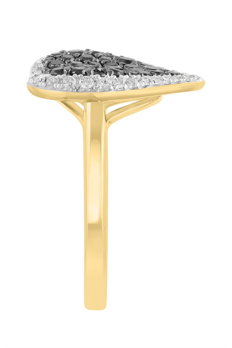14K Yellow Gold Diamond & Black Diamond Heart Ring, Alternate, color, Hematite and FW Blush Pearl