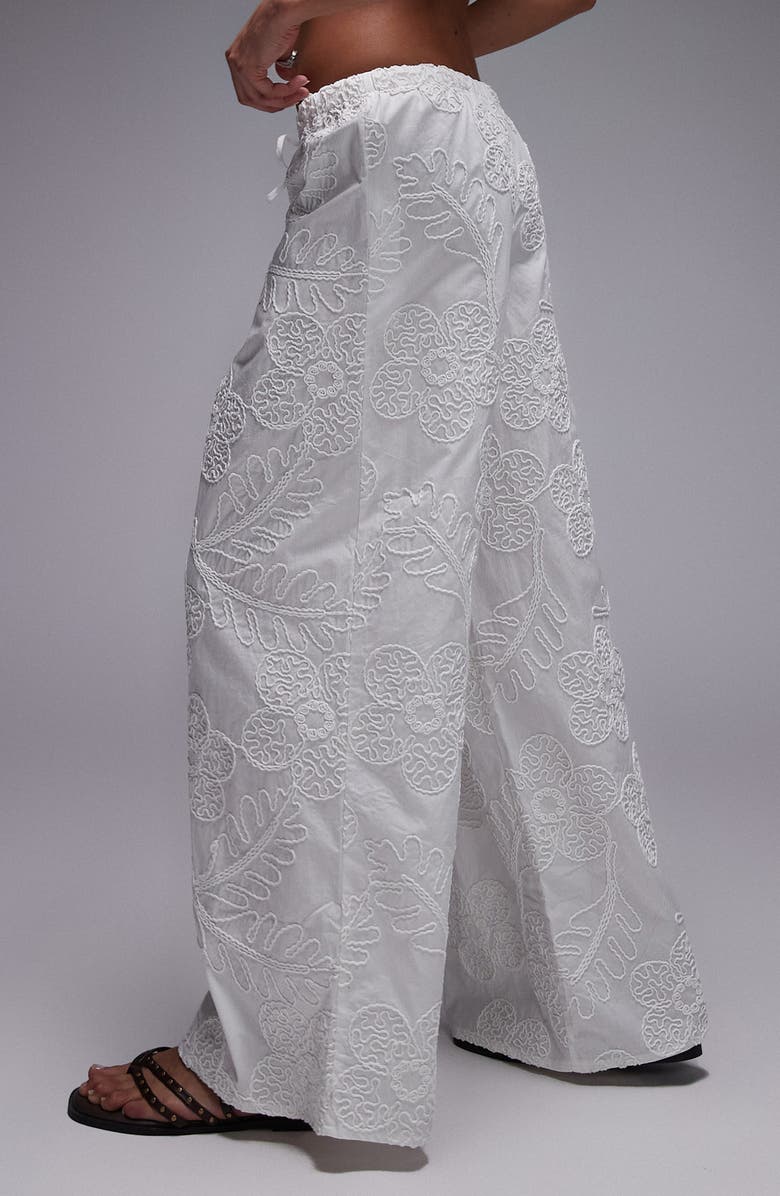 Floral Embroidered Straight Leg Pants