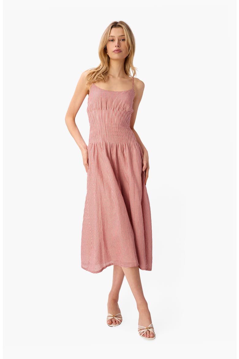 Kairina Midi Dress, Alternate, color, BERRY GINGHAM