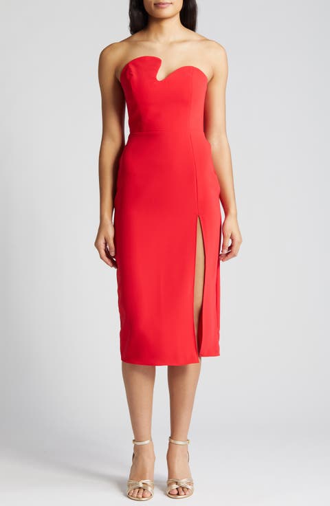 Puzzle Strapless Midi Dress