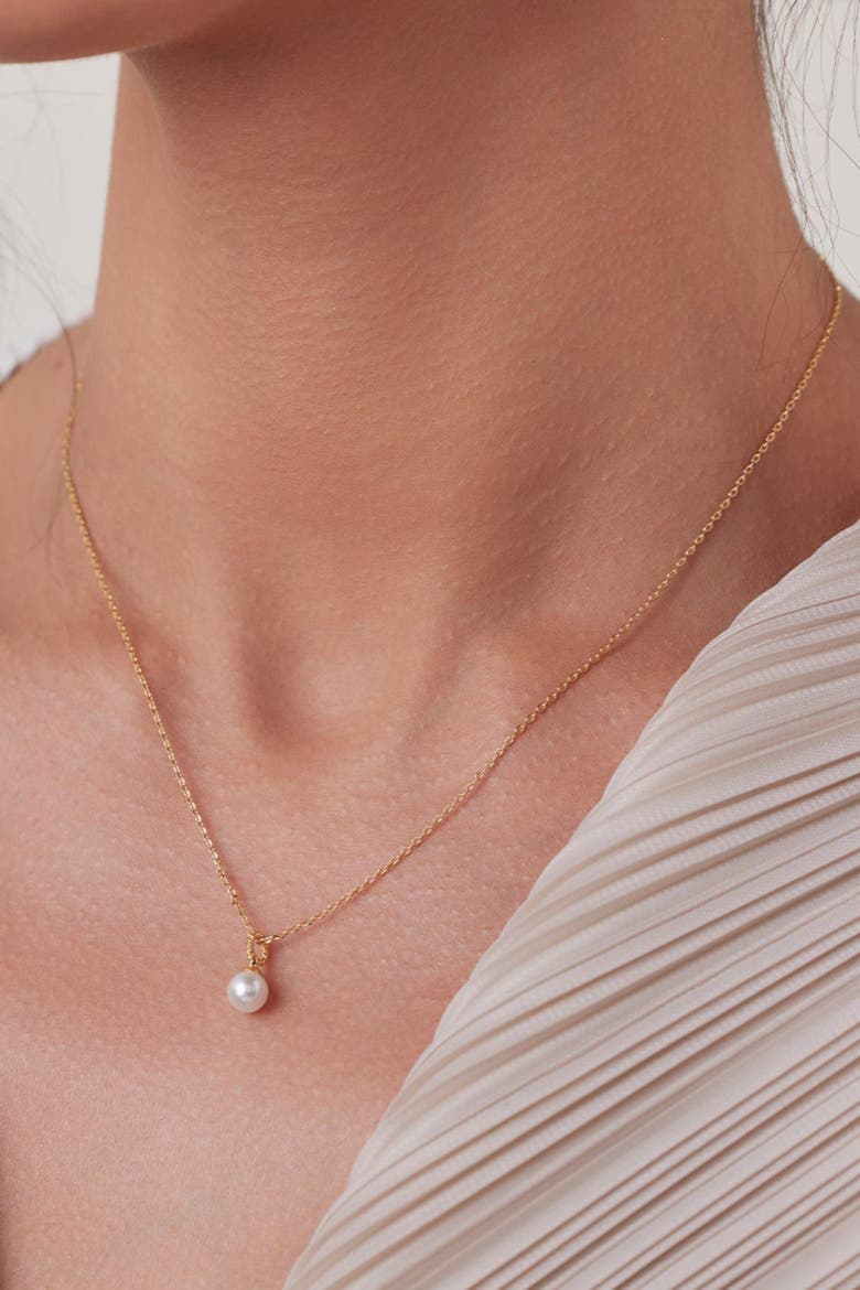 14k Gold Plated Marie Pearl Charm Necklace Dainty Minimalist Gift, Alternate, color, Gold