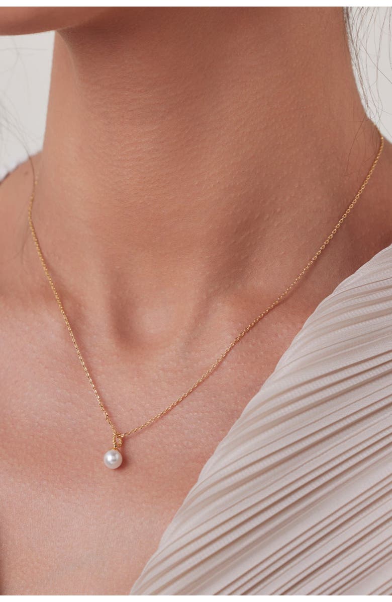 Bearfruit Jewelry 14k Gold Plated Marie Pearl Charm Necklace Dainty Minimalist Gift, Alternate, color, Gold