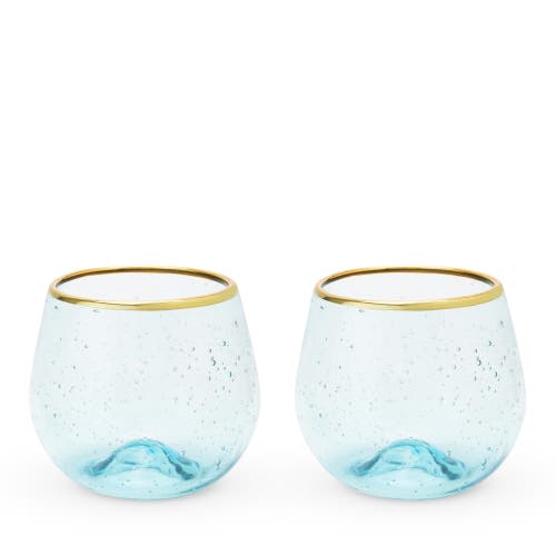 Twine Seaside Aqua Bubble Stemless Wine Glass Set In Blue