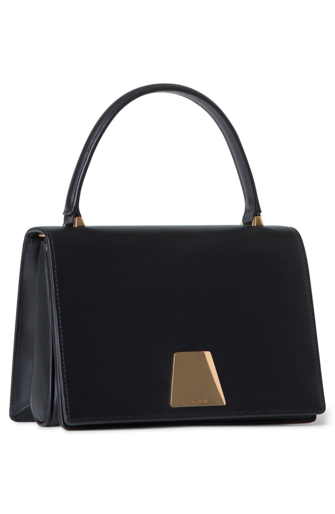 Akris Small Alice Leather Top Handle Bag, Alternate, color, Black