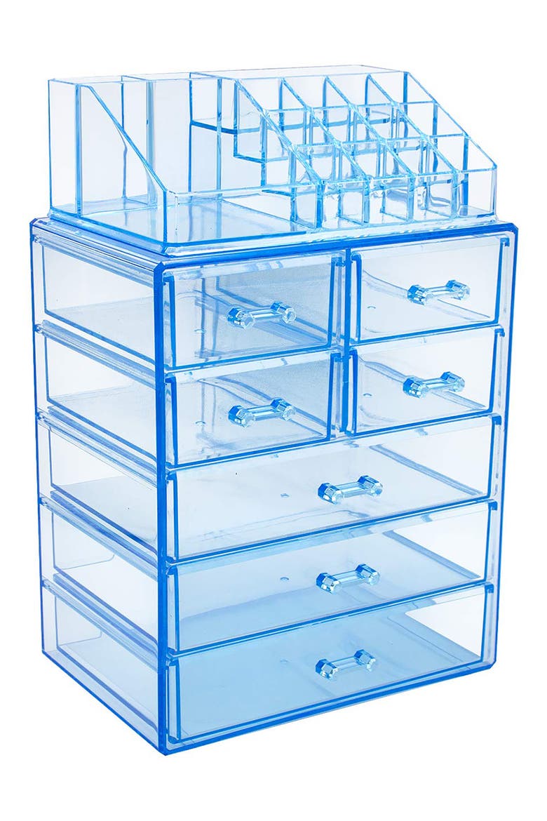 Blue Makeup Storage Case, Main, color, BLUE