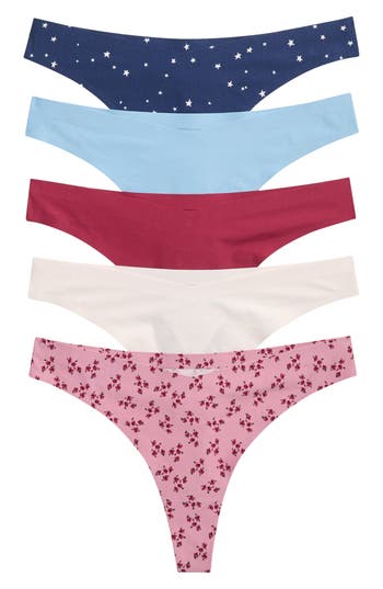 Honeydew Assorted 5-pack Thongs In Blue