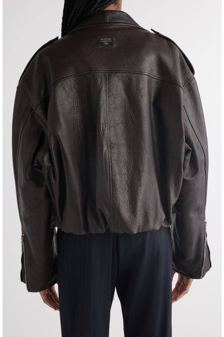 Liso Leather Crop Moto Jacket, Alternate, color, DARK BROWN