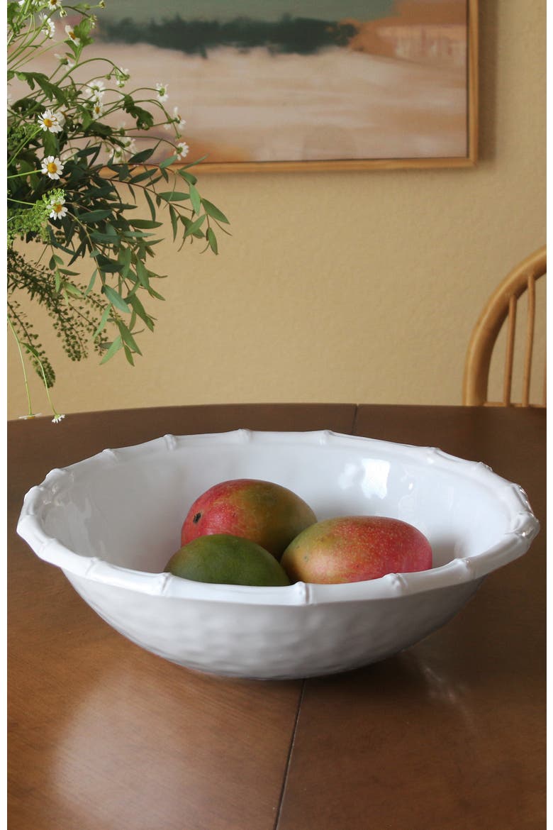 Vida Cane Large Salad Bowl, Alternate, color, White