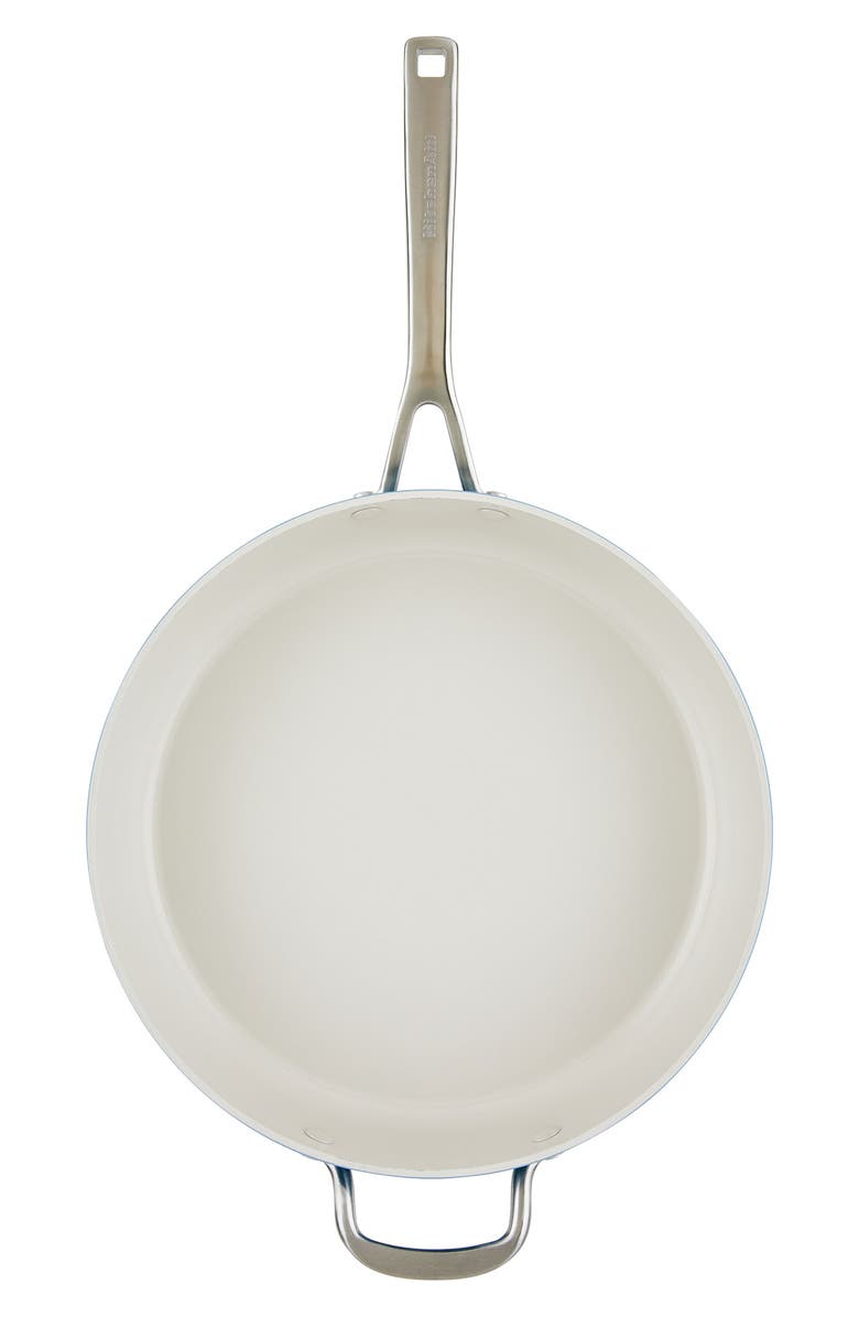 KITCHENAID Nonstick Ceramic Hard Anodized Aluminum 5-Quart Sauté Pan with Lid, Alternate, color, Blue Velvet