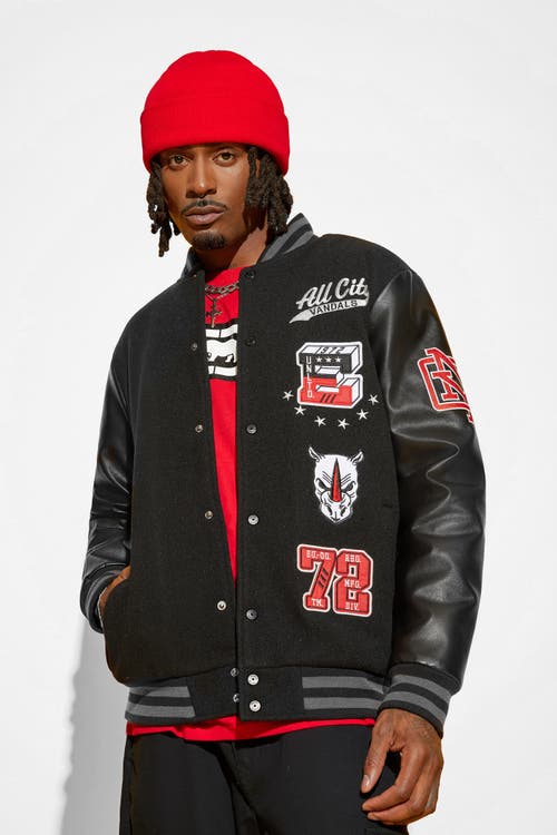 Ecko Unltd Rhino Varsity Letterman In Black