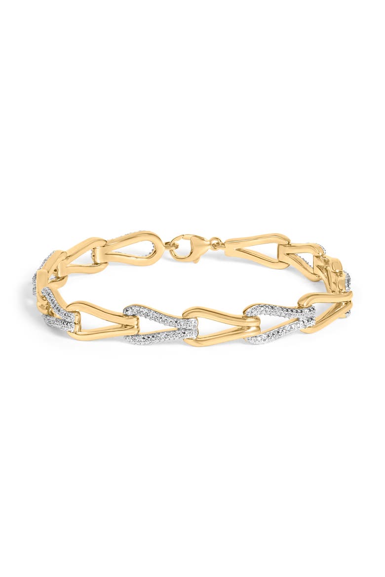 Gold Vermeil 1/7 Cttw Diamond Bold Knot Link Bracelet, Main, color, Silver