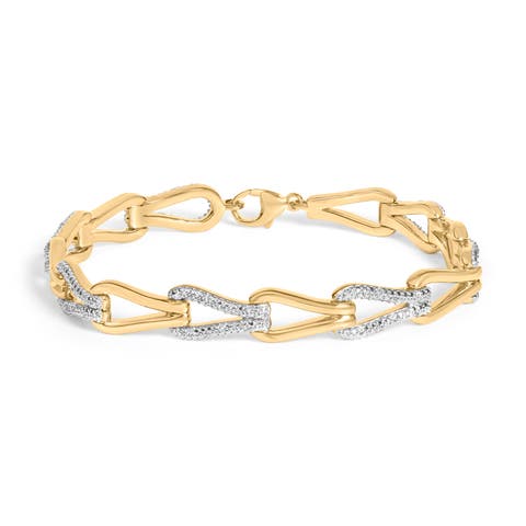 Gold Vermeil 1/7 Cttw Diamond Bold Knot Link Bracelet