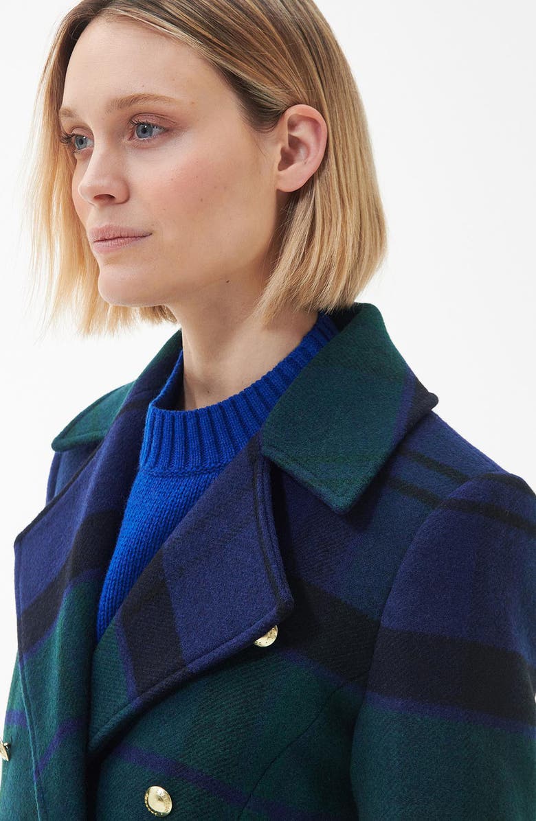 Barbour Marlene Tartan Plaid Wool Blend Peacoat, Alternate, color,