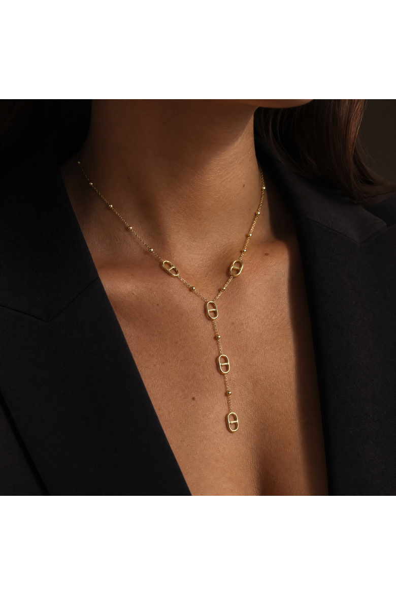 Mariner Chain Drop Link Lariat Necklace, Alternate, color, Gold