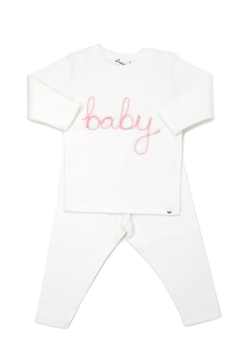 oh baby! "baby" Pink Sparkle Embroidered Two Piece Set in Cream  product