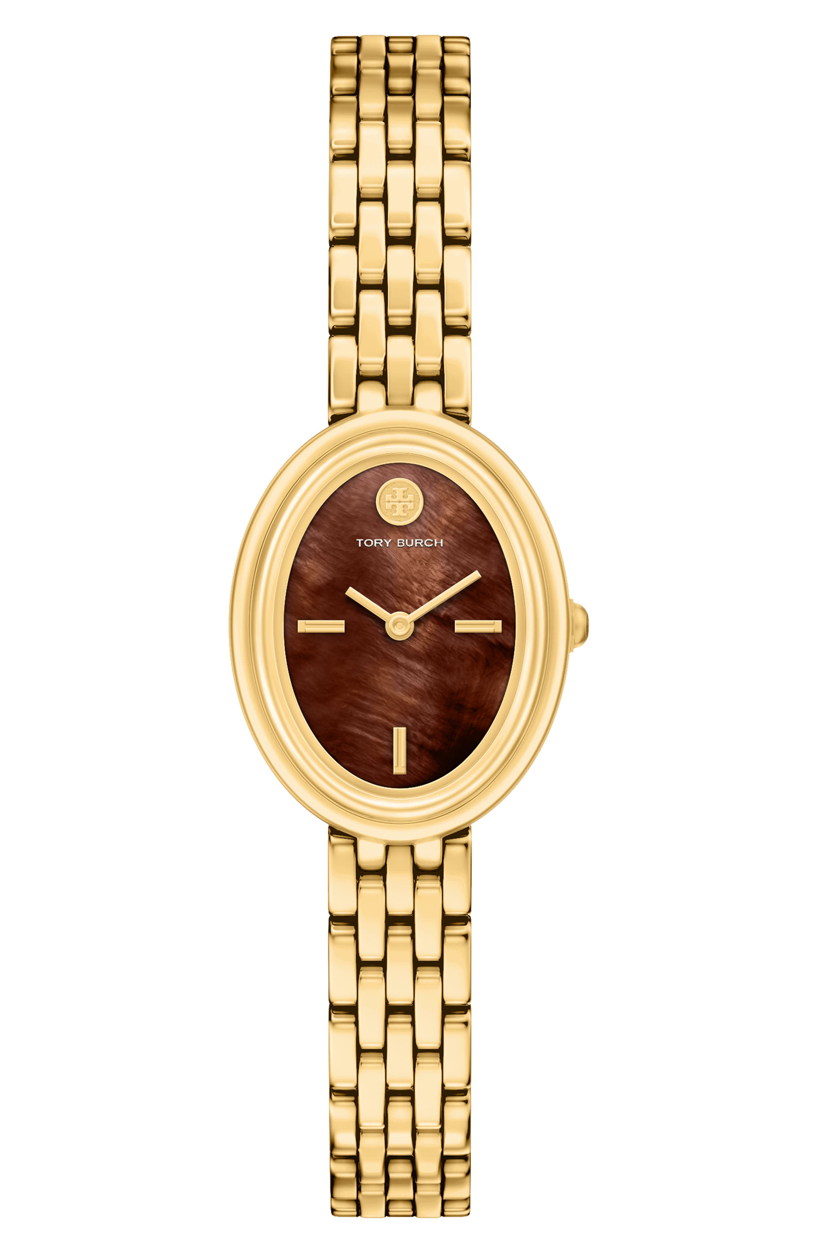 Tory Burch The Oval Bracelet Watch, 22mm X 28mm In Gold/brown