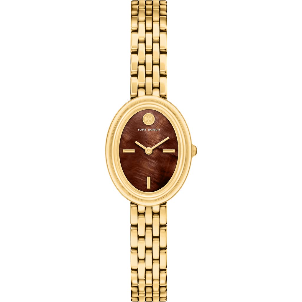 Tory Burch The Oval Bracelet Watch, 22mm X 28mm In Gold/brown