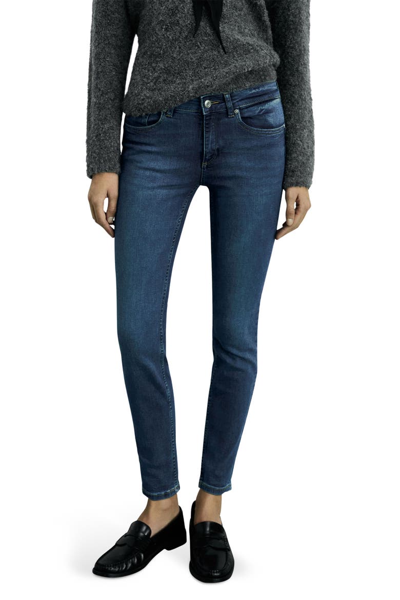 Low Rise Push-Up Skinny Jeans, Main, color, DARK BLUE