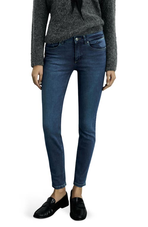 Mango Low Rise Push-up Skinny Jeans In Dark Blue