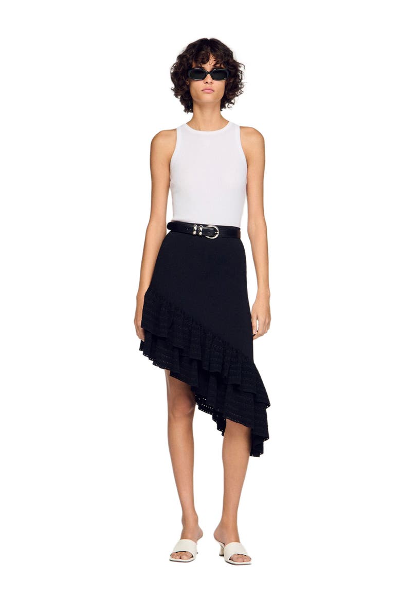 Asymmetrical knit skirt, Alternate, color, Black