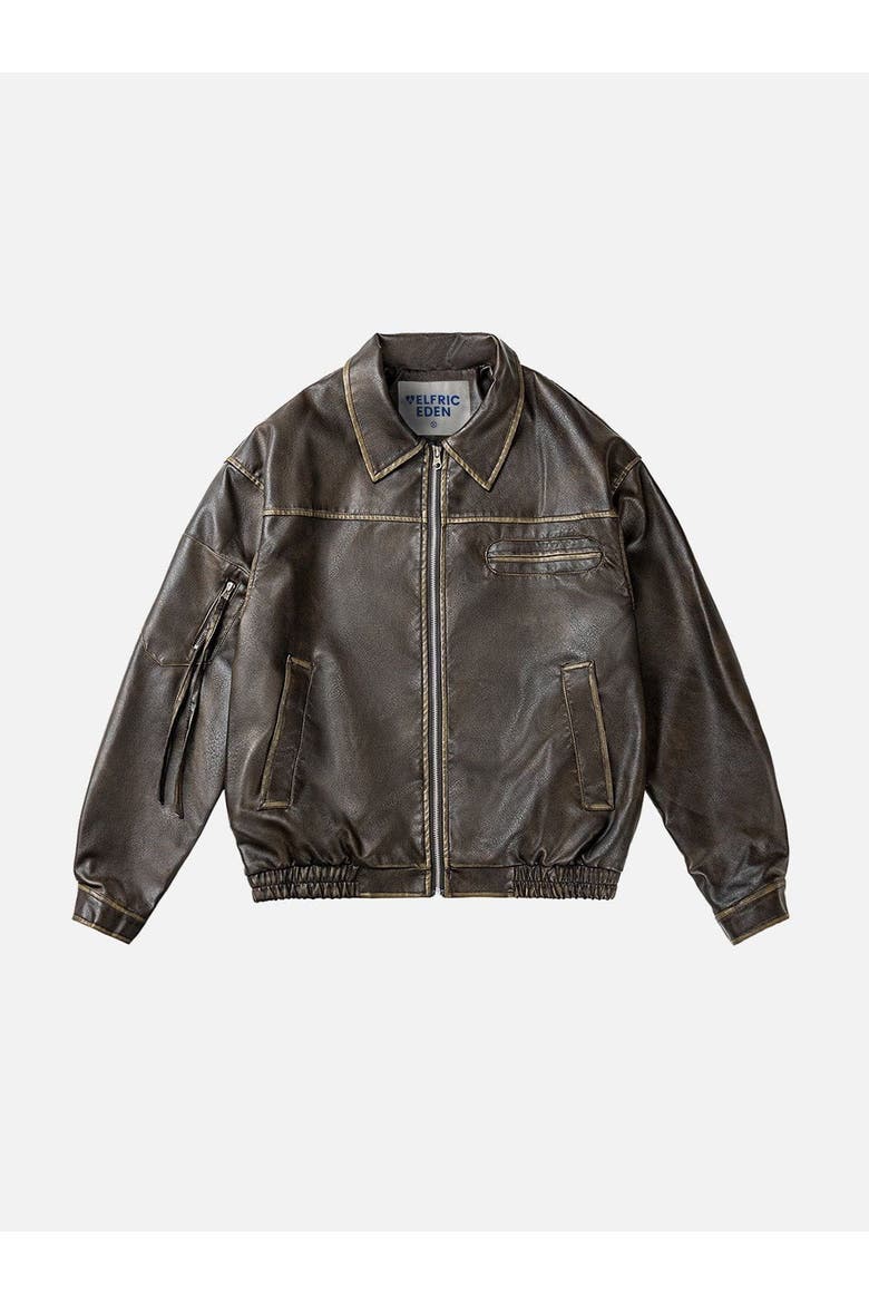 Vintage Leather Jacket, Alternate, color, Coffee