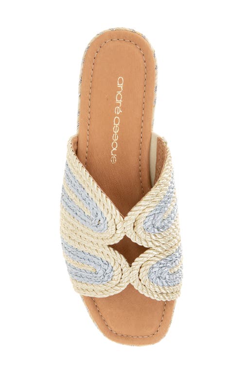 Andre Assous André Assous Serene Espadrille Platform Wedge Slide Sandal In Platino/silver